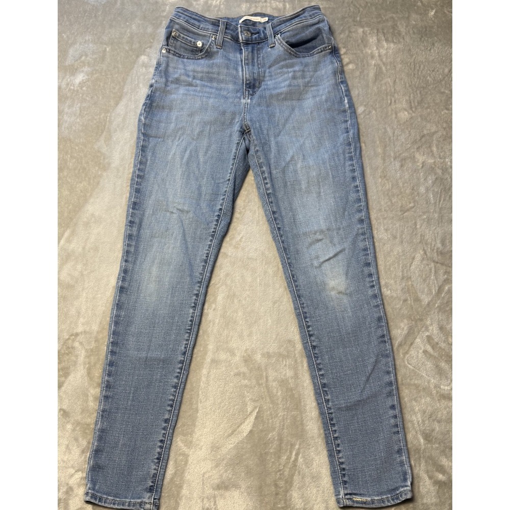 Levi's 721 Jeans Womens 28 x 28 Denim Blue High Rise Skinny Distressed Stretchy